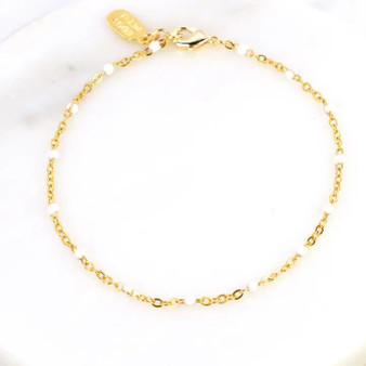 Nina White Enamel Satellite Chain Bracelet