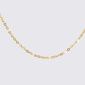 Nina Delicate White Enamel Satellite Chain Necklace