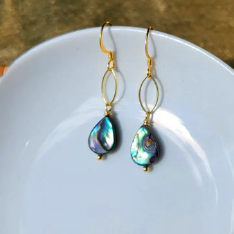 Echo Dainty Abalone Gold Marquis Earring