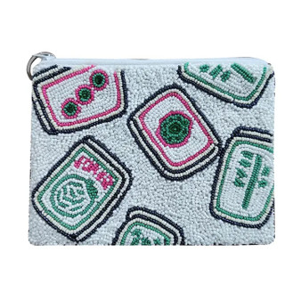 Mahjong Cards Beaded Coin Purse