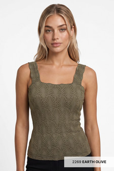 Textured Lace Square Neck Top