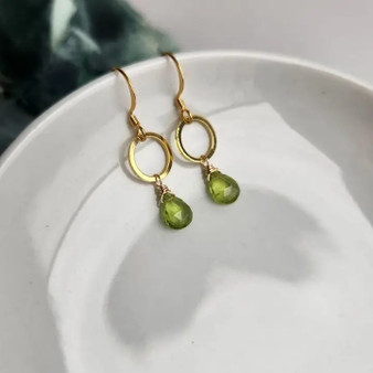 Peridot Gold Circle Earrings