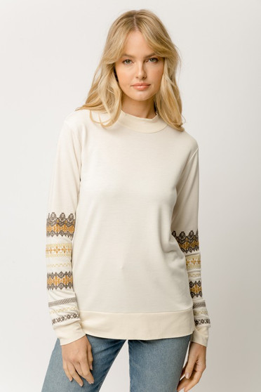 Embroidered Sleeve Pullover