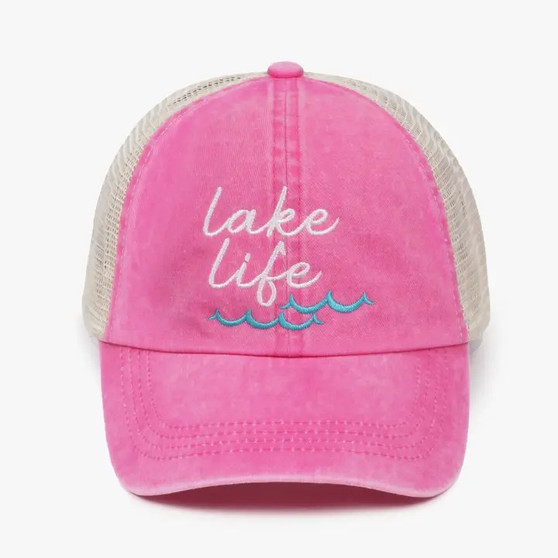 Lake Life Embroidery Mesh Back Baseball Cap