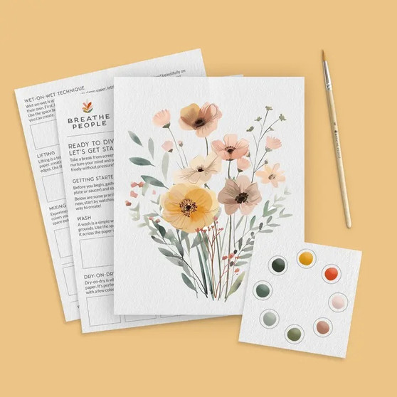 All-in-One Beginner Watercolor Paint Set - Wildflowers