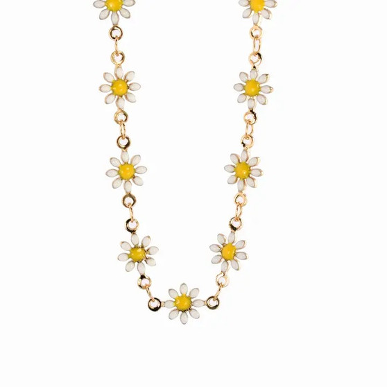 Dainty Daisy Enamel Gold-Plated Flower Chain Necklace
