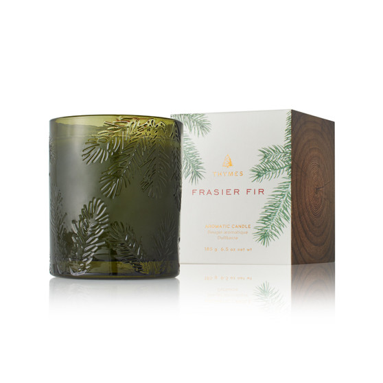 Thymes - Frasier Fir candle in molded green glass