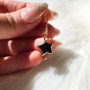 Black Onyx Star Chain Earrings