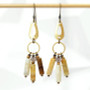 Brown Agate Textured Brass Chandelier Earrings