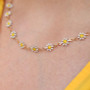Dainty Daisy Enamel Gold-Plated Flower Chain Necklace