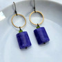 Indigo Jade and Green Crystal Circle Earrings