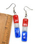 Long Rectangle Red White & Blue Earring