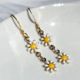 Dainty Daisy Enamel Dangle Earrings
