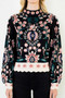 High Neck Floral Sweater