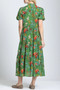 Floral Print Long Tiered Dress w/ Elbow Sleeves
