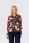J Society 100% Cotton Denim Detail Western Top Cow Print