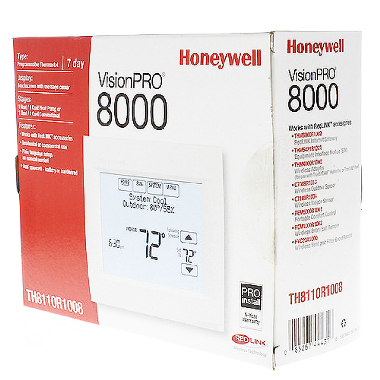 Honeywell Visionpro8000 Redlink Programmable Touchscreen Wireless
