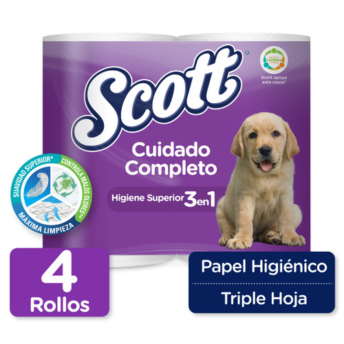 Scott Papel Higienico Cuidado Completo Paquete x 4 Rollos