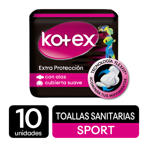 Kotex Toalla Ultrafina Sport Con Alas x 10 Unidades