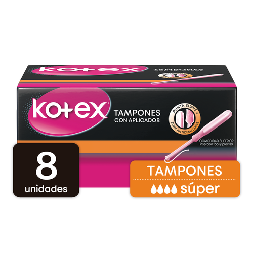 Kotex Tampones con Aplicador Super x 8