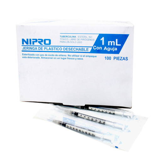 JERINGA NIPRO TUBERCULINA 1ML 27X1/2 X100 UNIDADES.