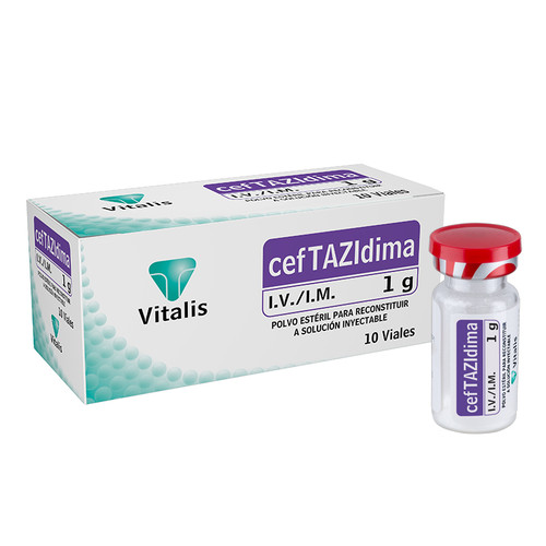 Ceftazidima Vitalis IM IV 1GR Caja x 10 Ampollas