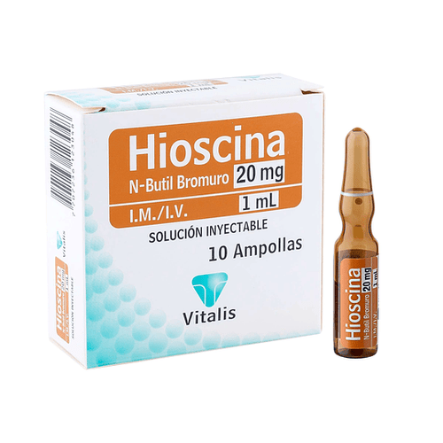 Hioscina N-Butil Bromuro Vitalis 20MG/1ML IM IV Caja x 10 Ampollas