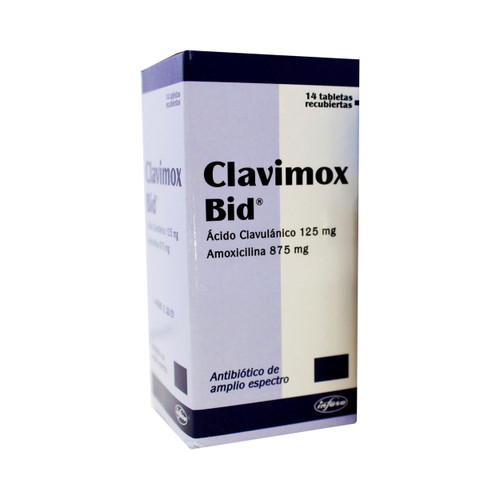 Clavimox Bid 875MG/125MG Frasco x 14 Tabletas FV