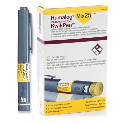 Humalog Mix25 100U KwikPe Insulina 1 de 5 Inyectores 3ml