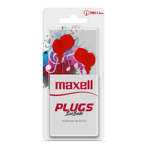 AUDIFONOS DE BOTON PLUGS IN-225 ROJO MAXELL SN