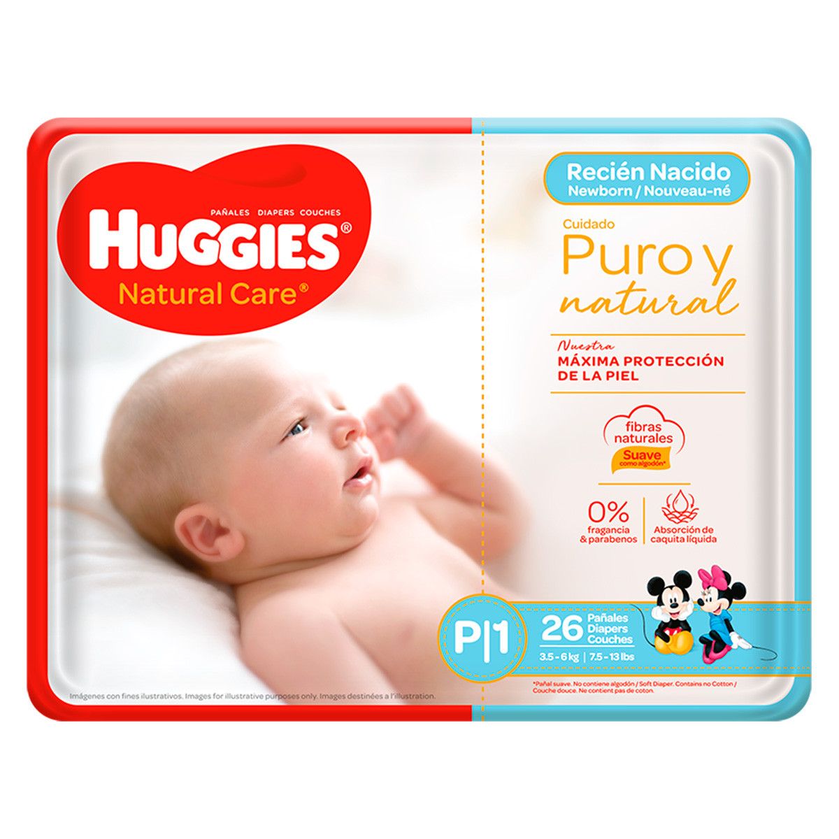 Distribuidora Metropolitana - Huggies Pañales Cuidado Puro y Natural Plus  156 unidades / Talla P1 Fibras Naturales: Diseñados para ayudar a mantener  la piel de tu bebé recién nacido limpia y saludable.