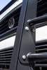 Detail of the geometry and black powdercoat finish on the rocky mountain westy twin peaks full grille guard