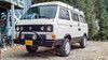 White VW Westfalia with Rocky mountain westy grille guard for go westy plate bumper