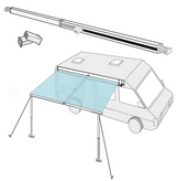 Diagram detailing center rafter for Fiamma F45S awning