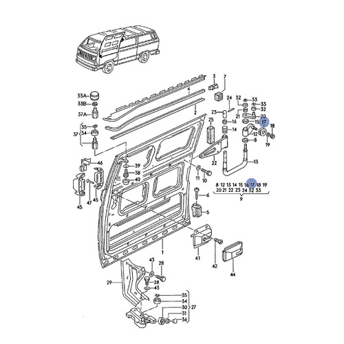 Vertical Roller On Sliding Door Rear Hinge - 1980-1984