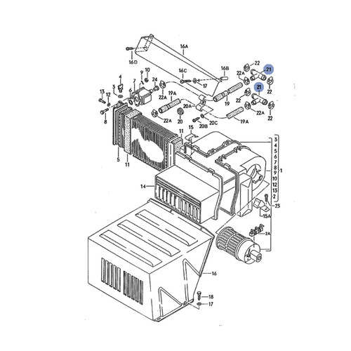 Rear Heater Core Hose Tee