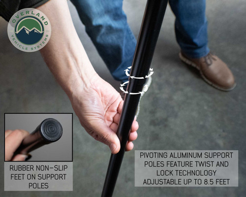 Pole installation of OVS Nomadic Awning 180 - For standard height vehicles