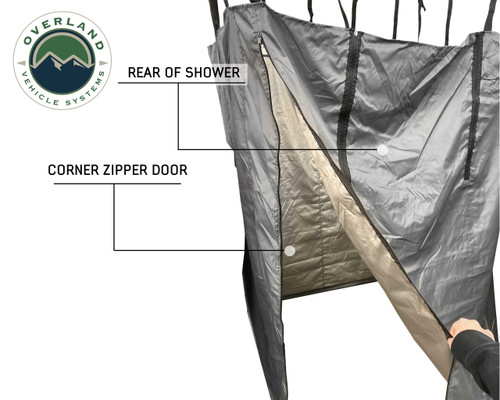 OVS Rack Mount Shower Room corener zipper door