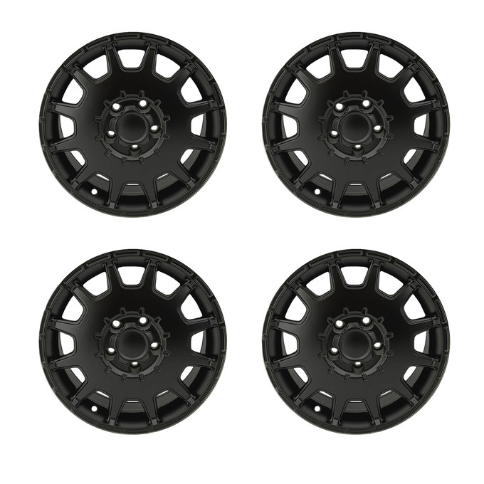 Black Overlander Alloy Wheel 16" x 7.5" - Set of Four w/Hardware