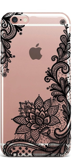 Apple Iphone 7 Plus Wedding Lace Black Silicon Case