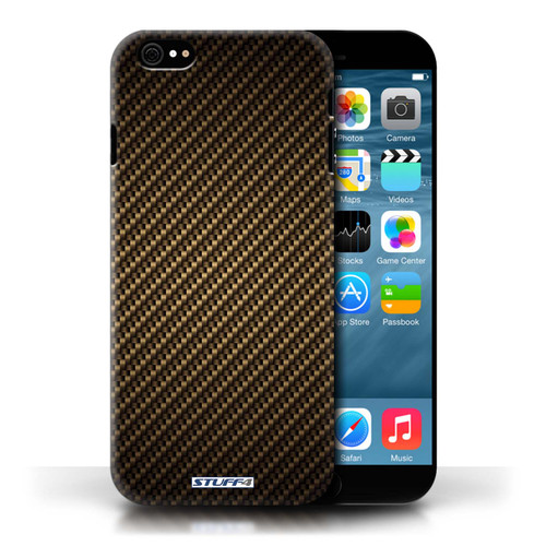 Protective Hard Back Case for Apple iPhone 6/6S / Carbon Fibre Effect/Pattern Collection / Gold