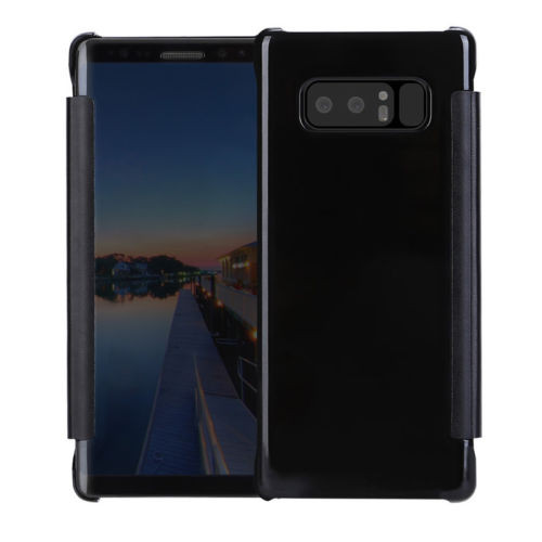 Samsung Galaxy J3 2017 Mirror Smart View Clear Flip Case Cover - Black