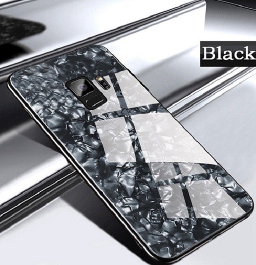 Samsung Galaxy Note 9 Black Magnetic Absorption Marble Glass Case