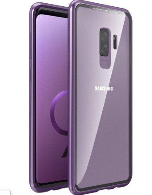 Samsung Galaxy Note 9 Purple Magnetic Adsorption Metal Bumper Glass Case