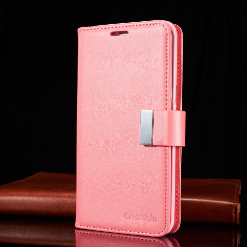 Pink Samsung Galaxy S6 Edge Luxury Magnetic Flip Cover Stand Wallet Leather Case