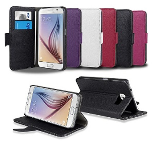 Samsung Galaxy S6 Wallet Leather Stand Case -White