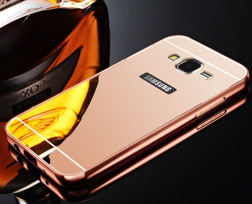 Samsung Galaxy S7 Aluminium Metal Bumper Mirror Hard Back Case - Rose Gold