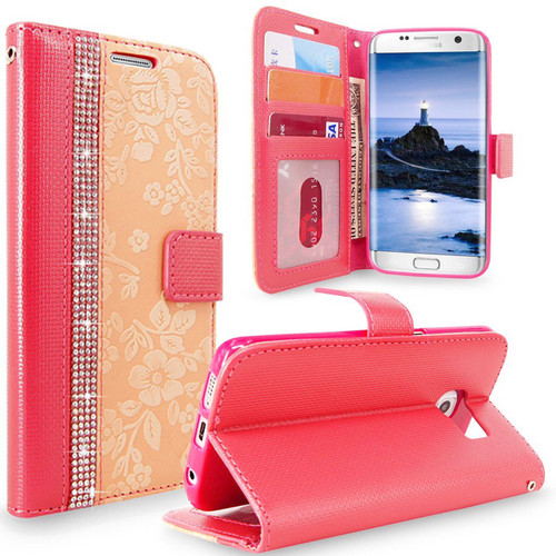 Samsung Galaxy S7 Edge Magnetic Wallet Pink Case