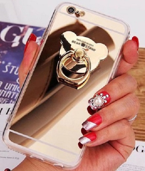 Samsung Galaxy S8  Gold  3D Bear Ring Holder Mirror Stand Case