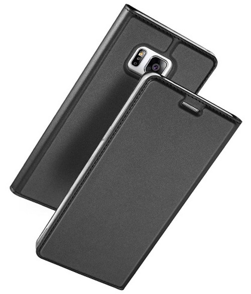 Samsung Galaxy S8  Luxury Ultra Thin Leather Flip Card Holder Case- Black